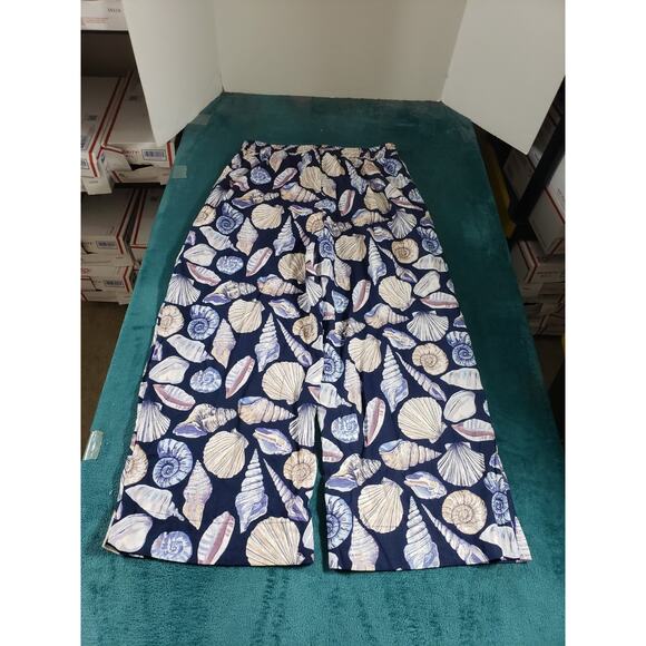 Calypso Pants Size Large Womens Blue Lightweight Linen Blend Pull On Cropped NWT - Picture 9 of 11